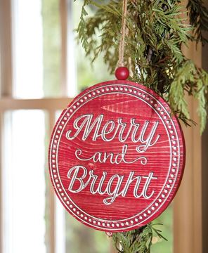 Picture of Merry & Bright Wood Hanging Sign