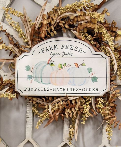 Picture of Farm Fresh Pumpkins Hayrides Cider Wood Sign