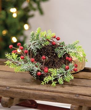 Picture of Snowy Pine & Red Berry Bird Nest
