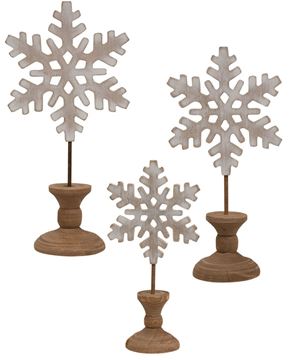 Picture of Distressed Wooden Snowflake Spindles, 3/Set