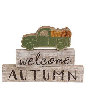 Picture of Welcome Autumn Green Truck Blocks, 3/Set