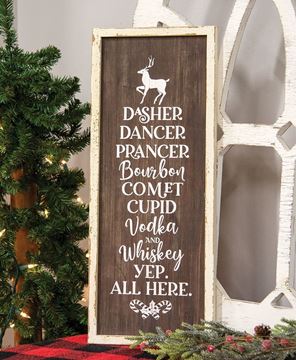 Picture of Dasher Dancer Prancer Bourbon Wood Sign