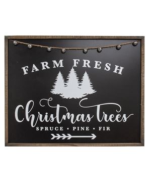 Picture of Farm Fresh Christmas Trees Black & White Wood Sign