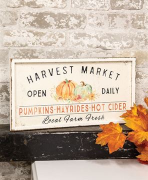 Picture of Harvest Market Open Daily Pumpkin Metal Frame Sign