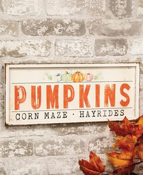 Picture of Pumpkins Corn Maze Hayrides Metal Frame Sign