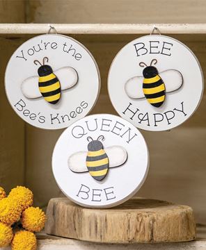 Picture of Queen Bee Mini Round Easel Sign, 3/Set