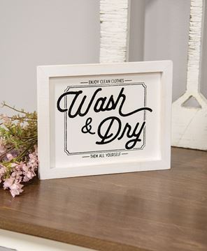 Picture of Wash & Dry Wooden Framed Sign