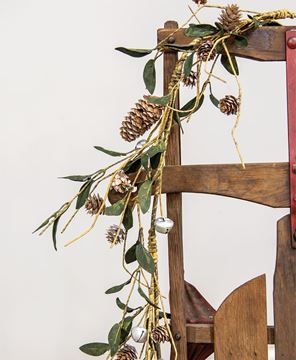 Picture of Silver Frosted Pinecone and Bell Garland