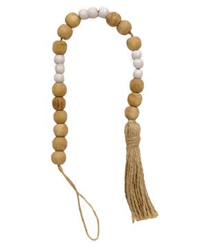 Picture of Natural & White Wooden Bead Garland, 19"