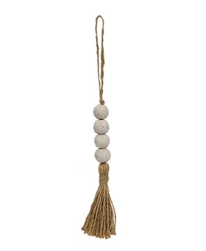 Picture of White Wooden Bead Ornament, 10.75"