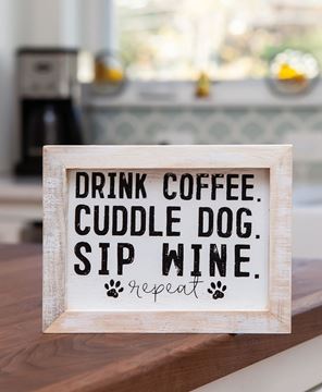 Picture of Coffee, Dog and Wine Framed Sign