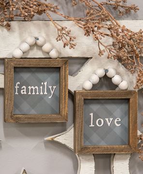 Picture of Love and Family Beaded Plaid Mini Frame, 2/Set