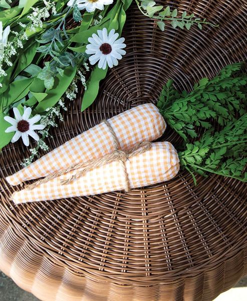 Picture of Orange Gingham Fabric Carrots, 2/Set