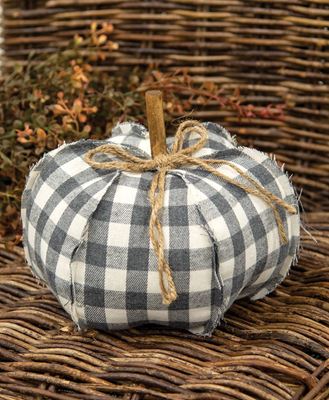 Picture of Gray Check Stuffed Pumpkin 8"