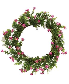 Picture of Pink & White Paper Wildflower & Twig Wreath