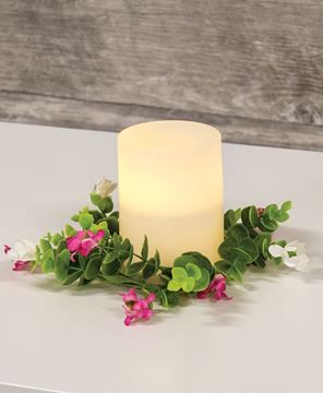 Picture of Pink & White Paper Flower Candle Ring, 3"