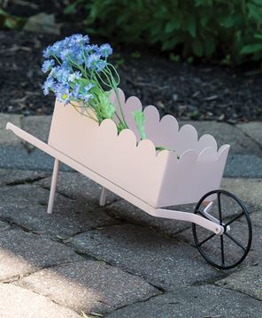 Picture of Pink Scalloped Metal Wheelbarrow