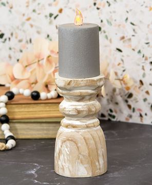 Picture of Distressed White Wood Pillar, 6"