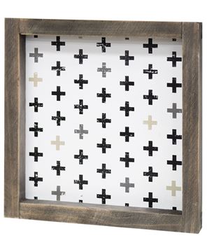 Picture of Geometric Print Sign, Crosses