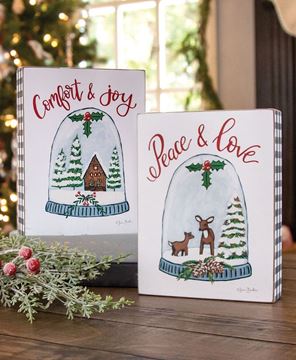 Picture of Comfort & Joy Snow Globe Gingham Box Sign