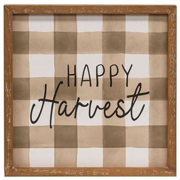 Picture of Happy Harvest Fall Gingham Wood Sign