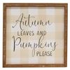 Picture of Autumn Leaves Gingham Wood Sign