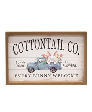 Picture of Cottontail Co Bunny Truck Wood Framed Sign