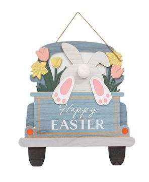 Picture of Happy Easter Bunny Butt Truck Hanging Wood Sign