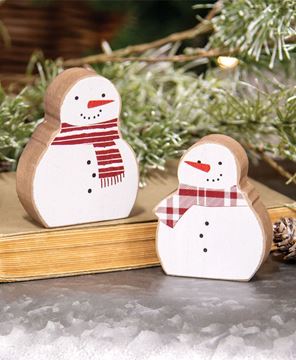 Picture of Snowmen w/Scarves Chunky Wooden Sitters, 2/Set