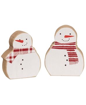 Picture of Snowmen w/Scarves Chunky Wooden Sitters, 2/Set