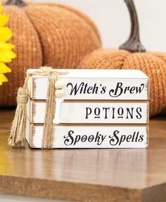 Picture of Witch's Brew, Potions, Spooky Spells Mini Wooden Book Stack