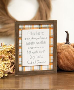 Picture of Fall Words Plaid Easel Sign