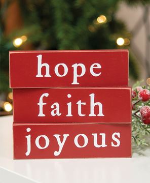 Picture of Faith, Hope or Joyous Thin Mini Block, 3/Set