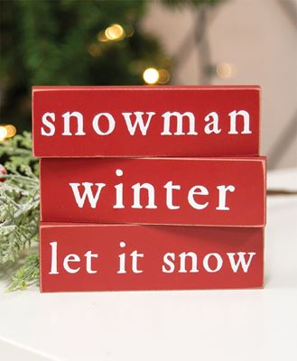 Picture of Let It Snow, Winter or Snowman Thin Mini Block, 3/Set