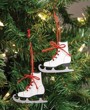 Picture of Wooden Ice Skate Ornaments w/Red Laces, 2/Set