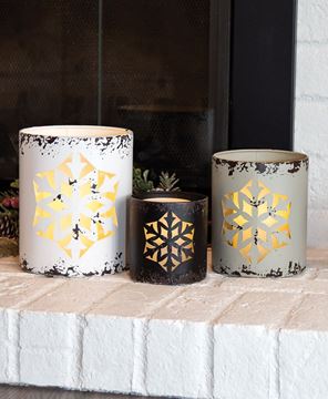 Picture of Distressed Metal Snowflake Buckets, 3/Set