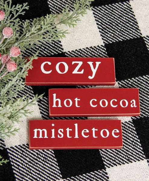 Picture of Cozy, Mistletoe or Hot Cocoa Thin Mini Block, 3/Set