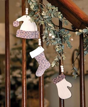 Picture of Cheetah Print Winter Clothes Ornament, 3/Set