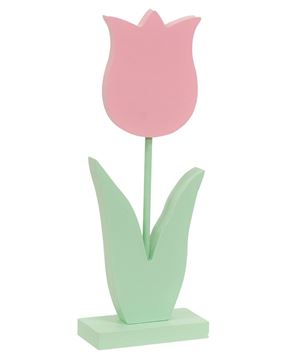 Picture of Wooden Pastel Tulip Pedestal, Pink