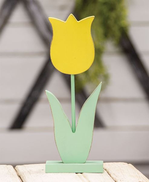 Picture of Wooden Pastel Tulip Pedestal, Yellow
