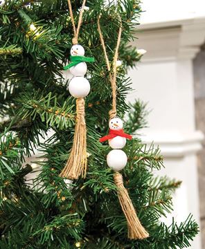 Picture of White Bead Snowman Ornament, 2/Set