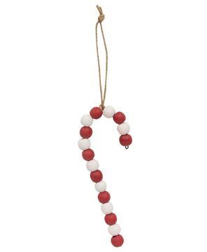 Picture of Large Wooden Bead Candy Cane Ornament