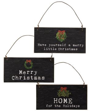 Picture of Home For the Holidays Winter Greenery Sign Ornament, 3/Set