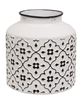Picture of Black & White Floral Patterned Metal Vase, Short