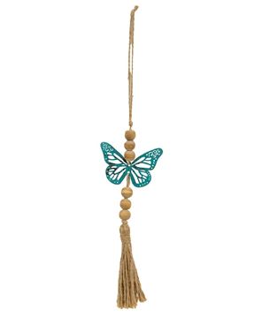 Picture of Beaded Metal Butterfly Ornament, Turquoise