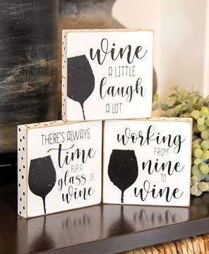 Picture of Always Time For Wine Polka Dot Square Block, 3/Set