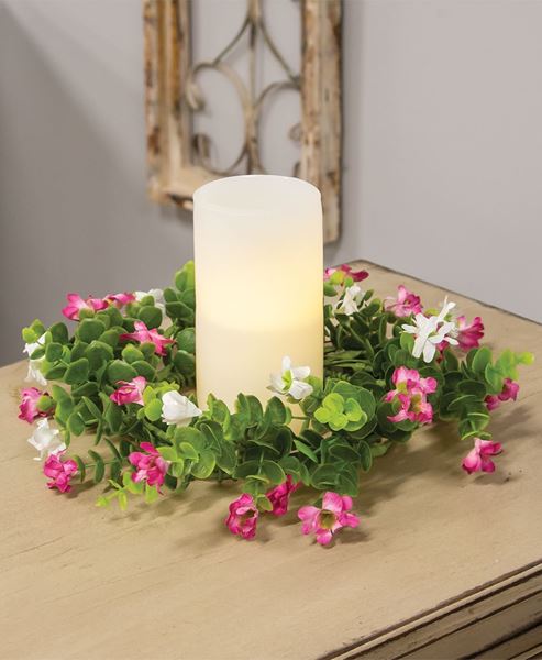 Picture of Pink & White Paper Wildflower Candle Ring, 6"