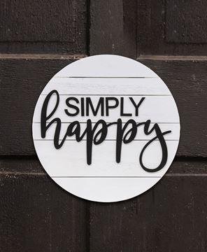 Picture of Simply Happy Round Slatboard Sign