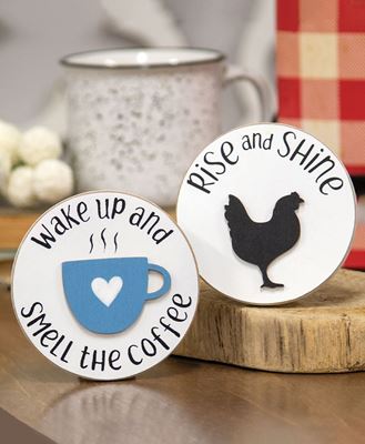 Picture of Rise and Shine Mini Round Easel Sign, 2/Set