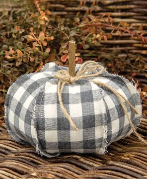 Picture of Gray Check Stuffed Pumpkin 6.5"